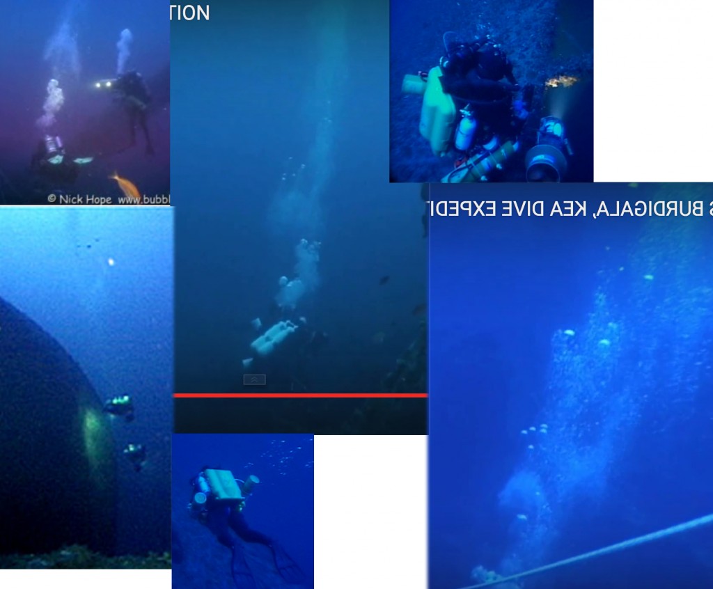 Some of the photos of divers on Britannic used to determine bubble size and shape.